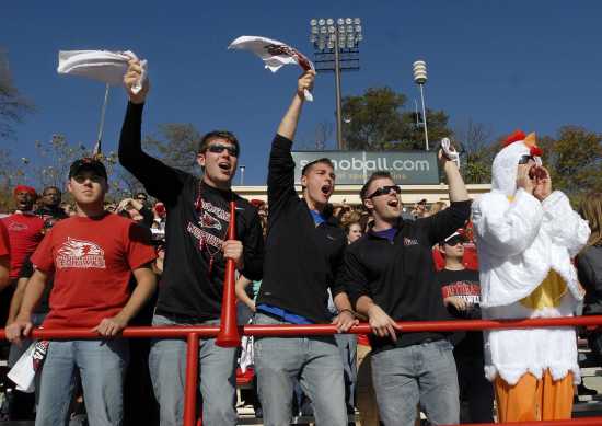  Jake Beckman cheer on the Southeast Missouri State University football 